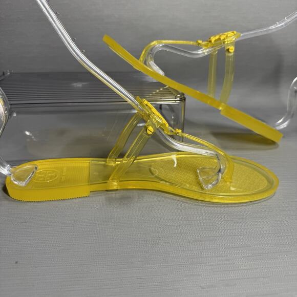 Tory Burch Mini Miller Jelly Flat Thong Flip Flop Sandals Citrus Yellow 9 EU 39 - Picture 3 of 8